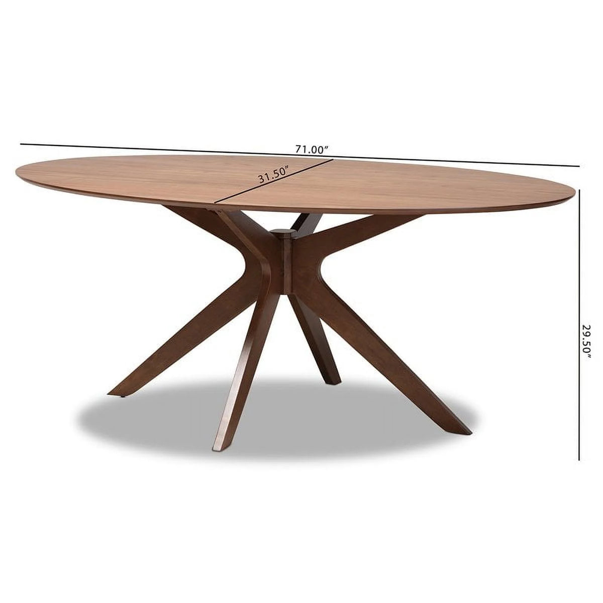 Walnut Brown Wood 71-Inch Oval Dining Table H393840