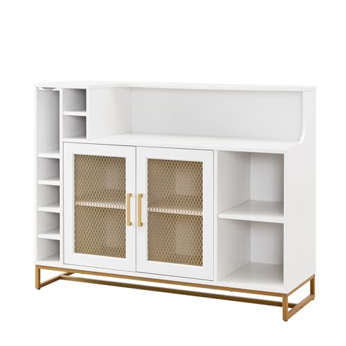 White Wine Bar Cabinet with Wine Rack J72608