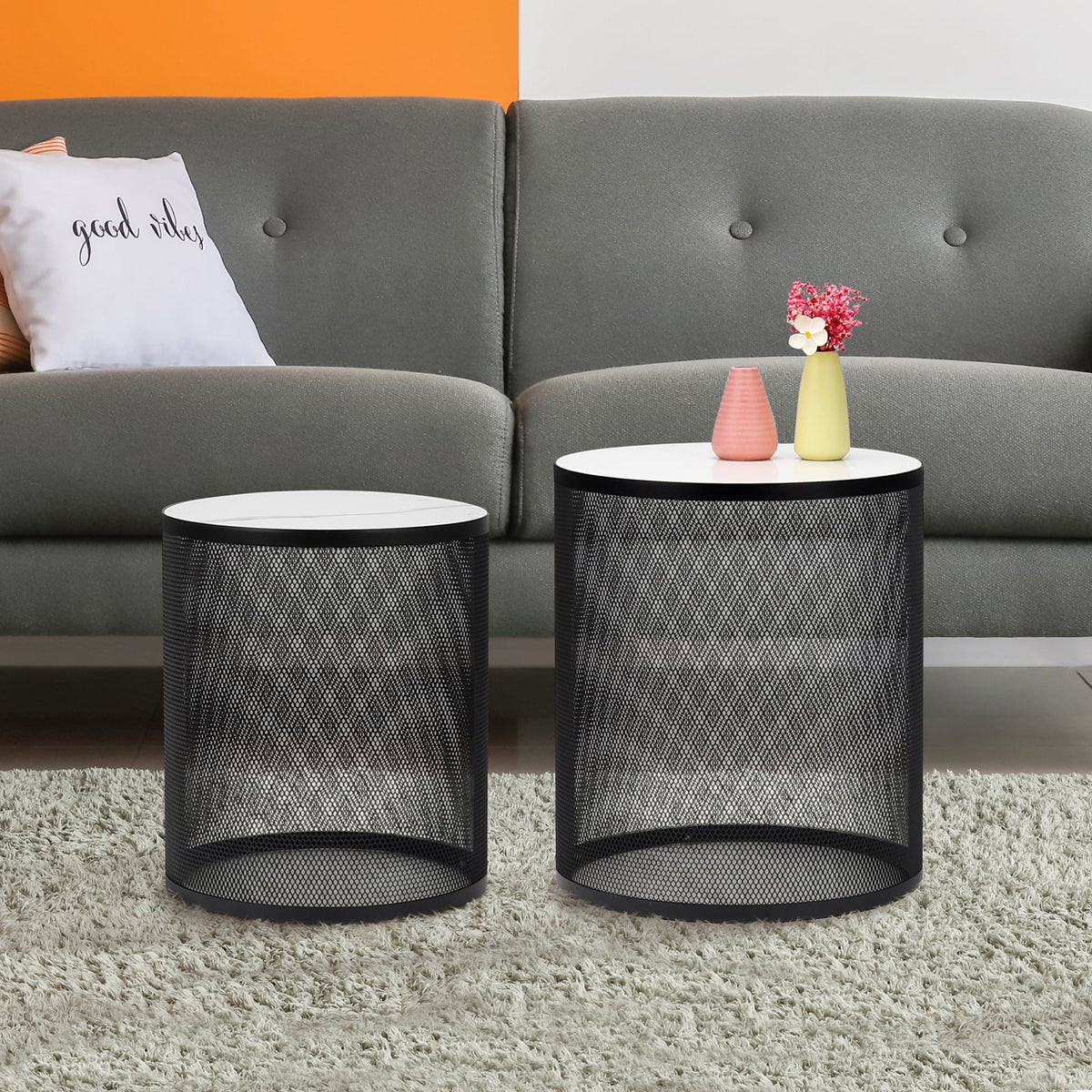 Black Metal Nesting Table Set of 2 E9773
