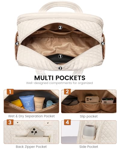 Large Travel Duffle Bag with Laptop Compartment, Beige C176144