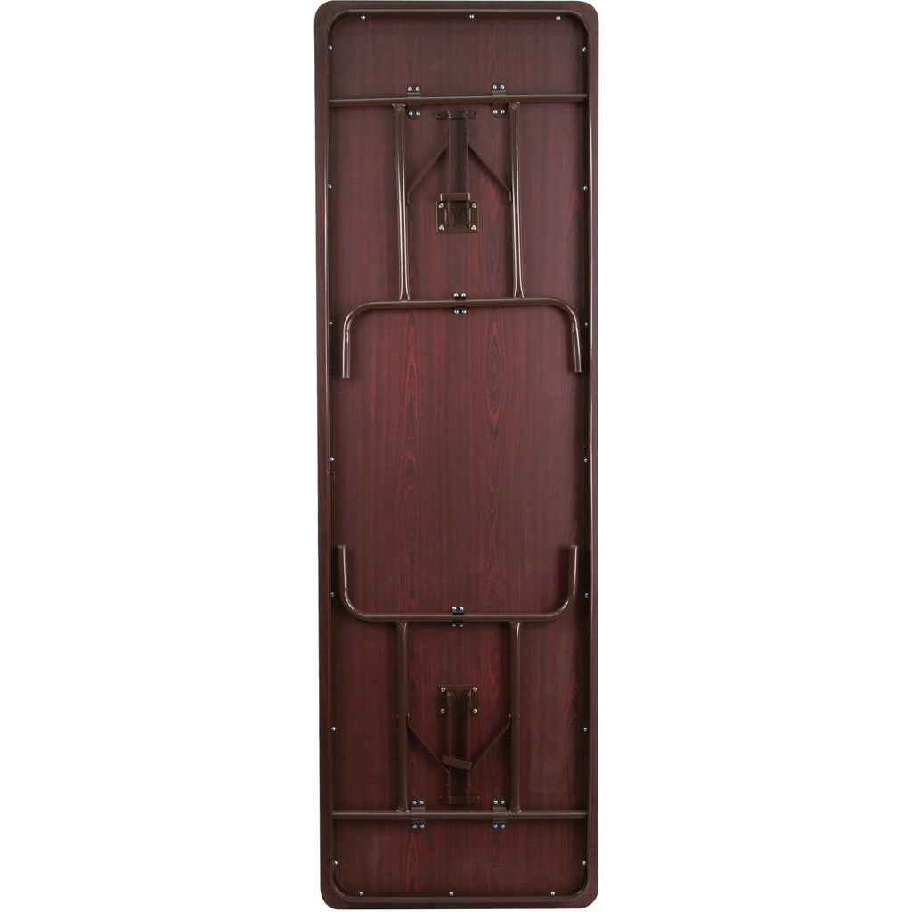 8-Foot Mahogany Melamine Laminate Folding Banquet Table D536