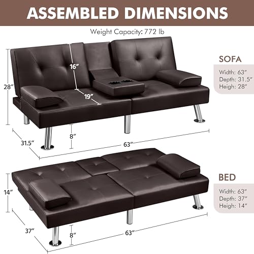 Dark Gray Convertible Sofa Bed T559364
