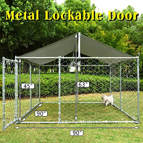 Large Heavy Duty Outdoor Dog Kennel with Water-Resistant Cover W6733