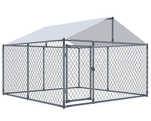 Large Heavy Duty Outdoor Dog Kennel with Water-Resistant Cover W6733