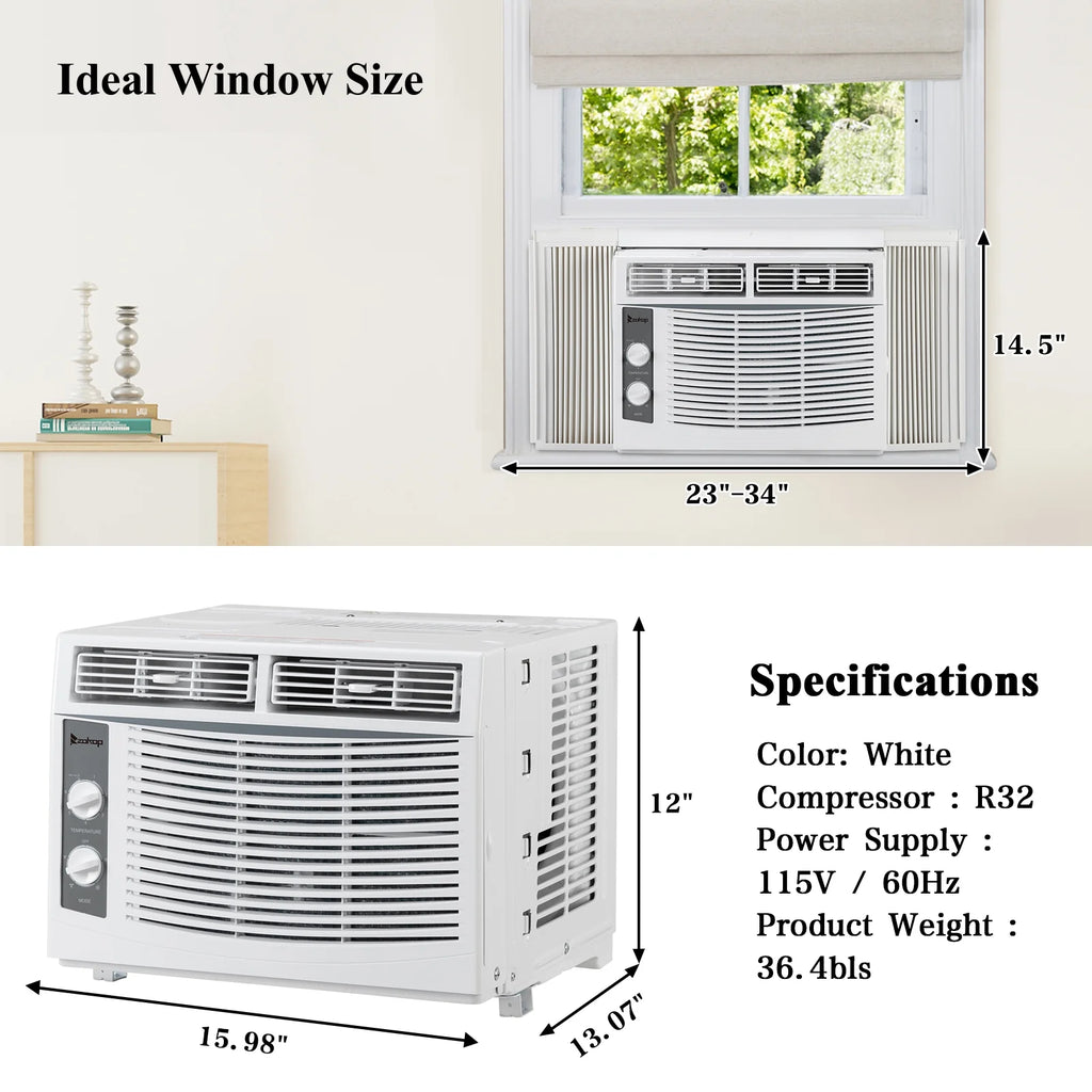 5000 BTU 115V Window-Mounted Compact Air Conditioner, White E958551