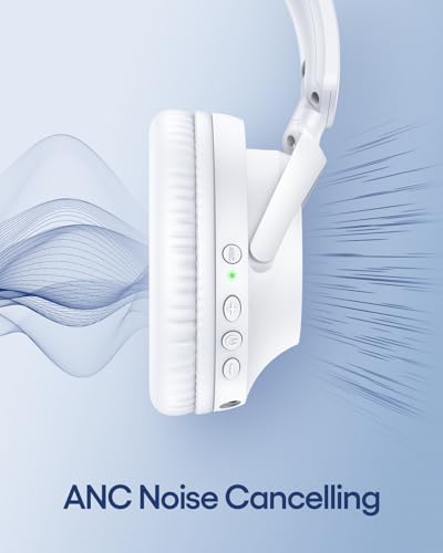 Active Noise Cancelling Wireless Over Ear Bluetooth Headphones Black R6982