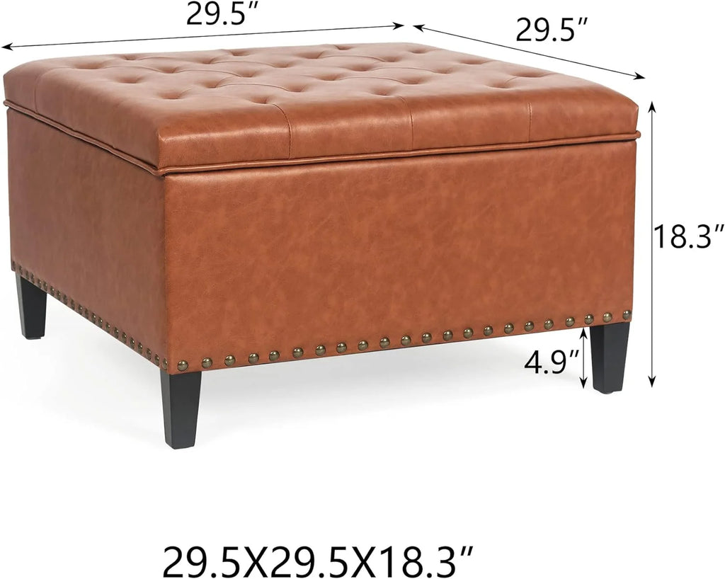 Square Tufted Upholstered Storage Ottoman Bench D115