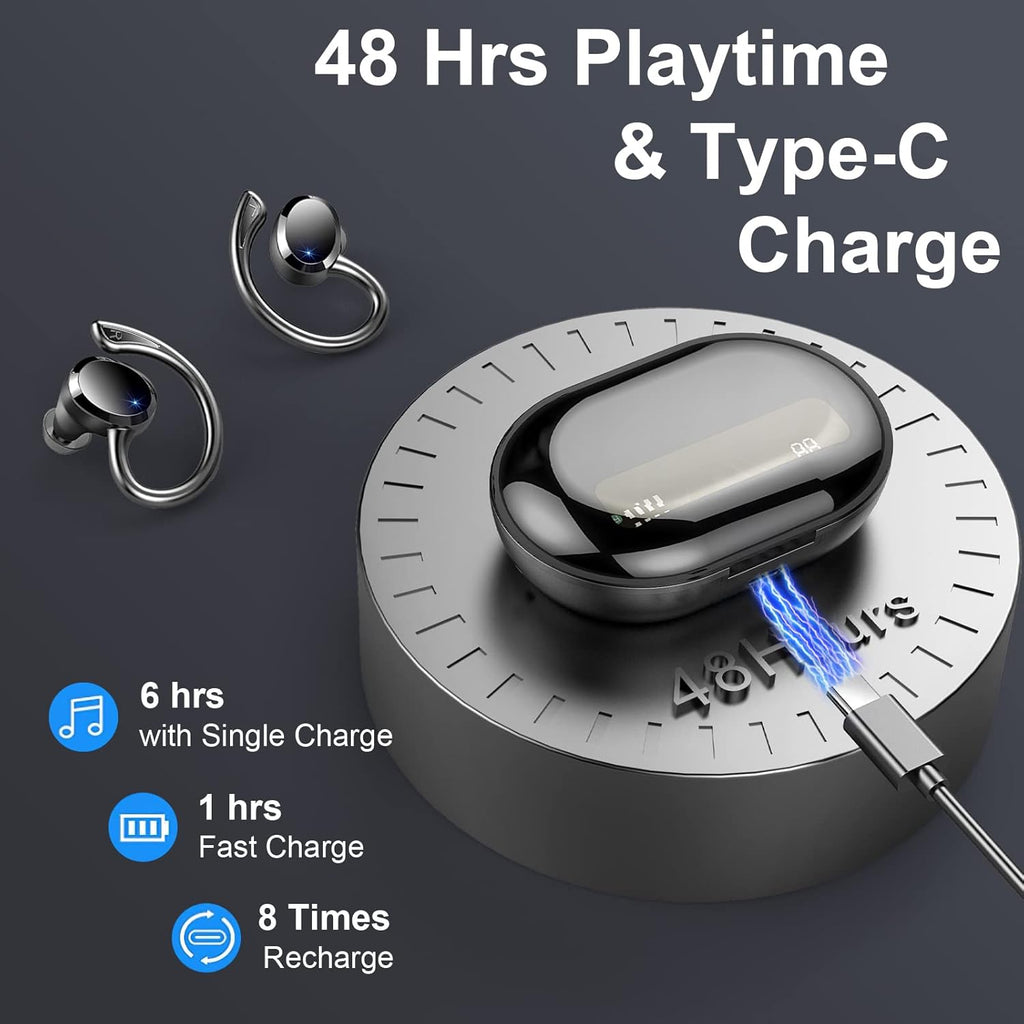 Wireless Bluetooth 5.1 Earbuds with Earhooks, IP7 Waterproof, 48H Playtime F109075