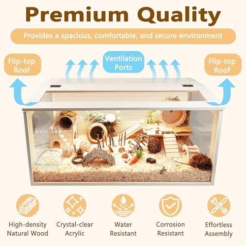 Extra Large Wooden Hamster Cage with Acrylic Sheets (32 x 16 x 16 Inch) D5541