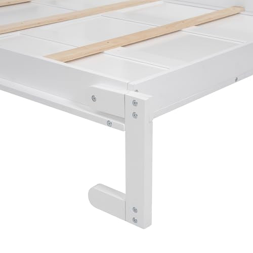 Queen Size Foldable Wood Wall Bed Frame with Shelves and LED Lights S3500