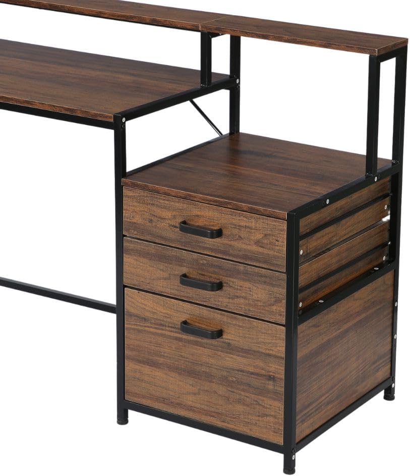 63 Inch Computer Desk with Drawers & Monitor Stand M9344