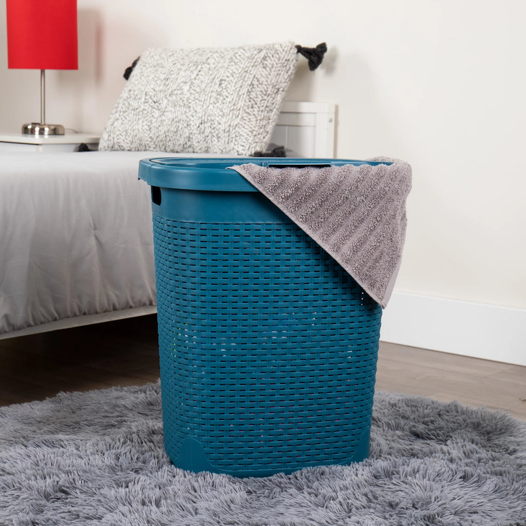 50L Slim Laundry Hamper with Lid, Set of 2, Blue T835