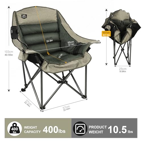 Oversized XL Folding Camping Chair with Cup Holder and Carry Bag T254338
