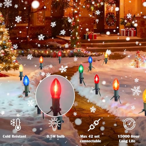 C9 LED Christmas Pathway Lights Multicolor 30 Ft 20 Bulbs P927329