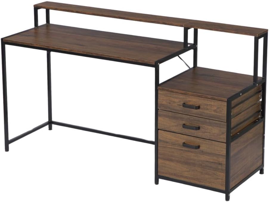 63 Inch Computer Desk with Drawers & Monitor Stand M9344