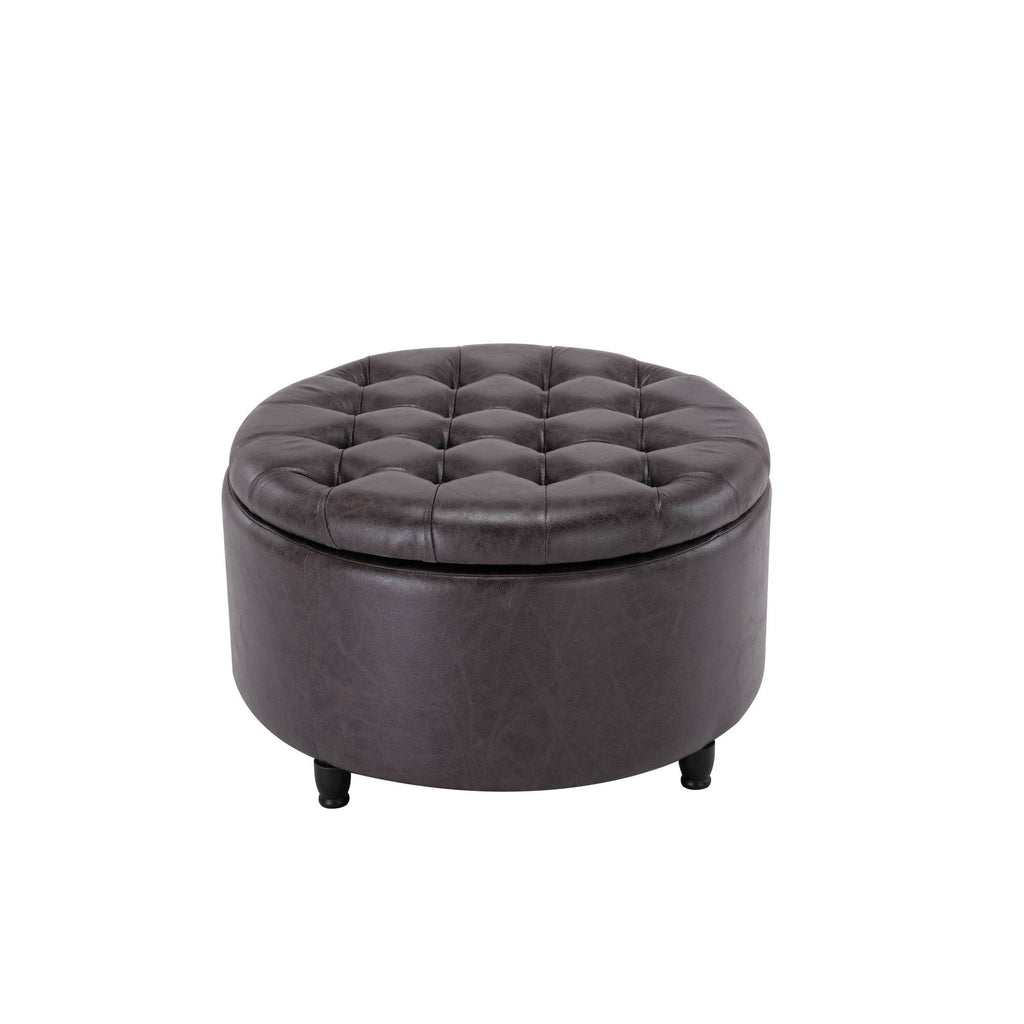 Black Pintucked Storage Ottoman R464354