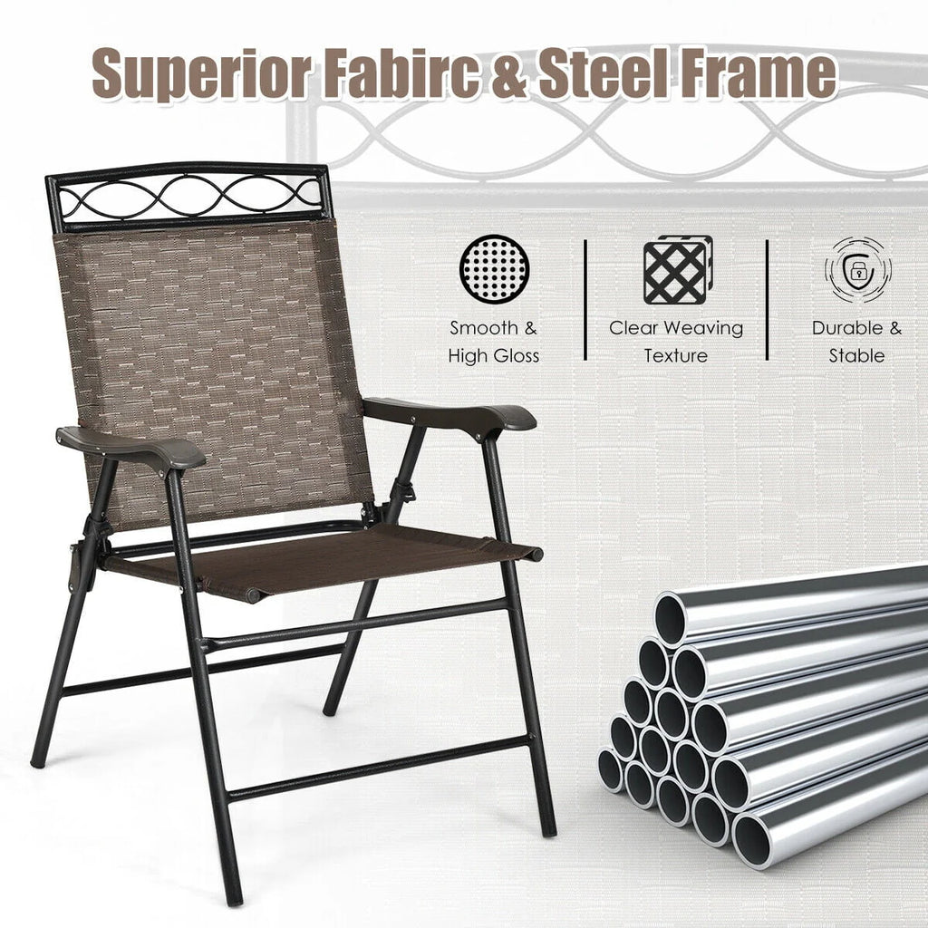 Set of 4 Portable Folding Sling Chairs with Armrest C6835
