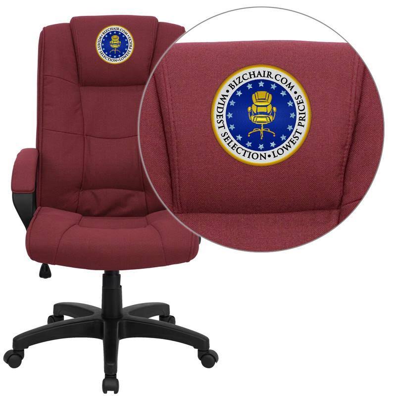 Burgundy Fabric Executive Office Chair W22091