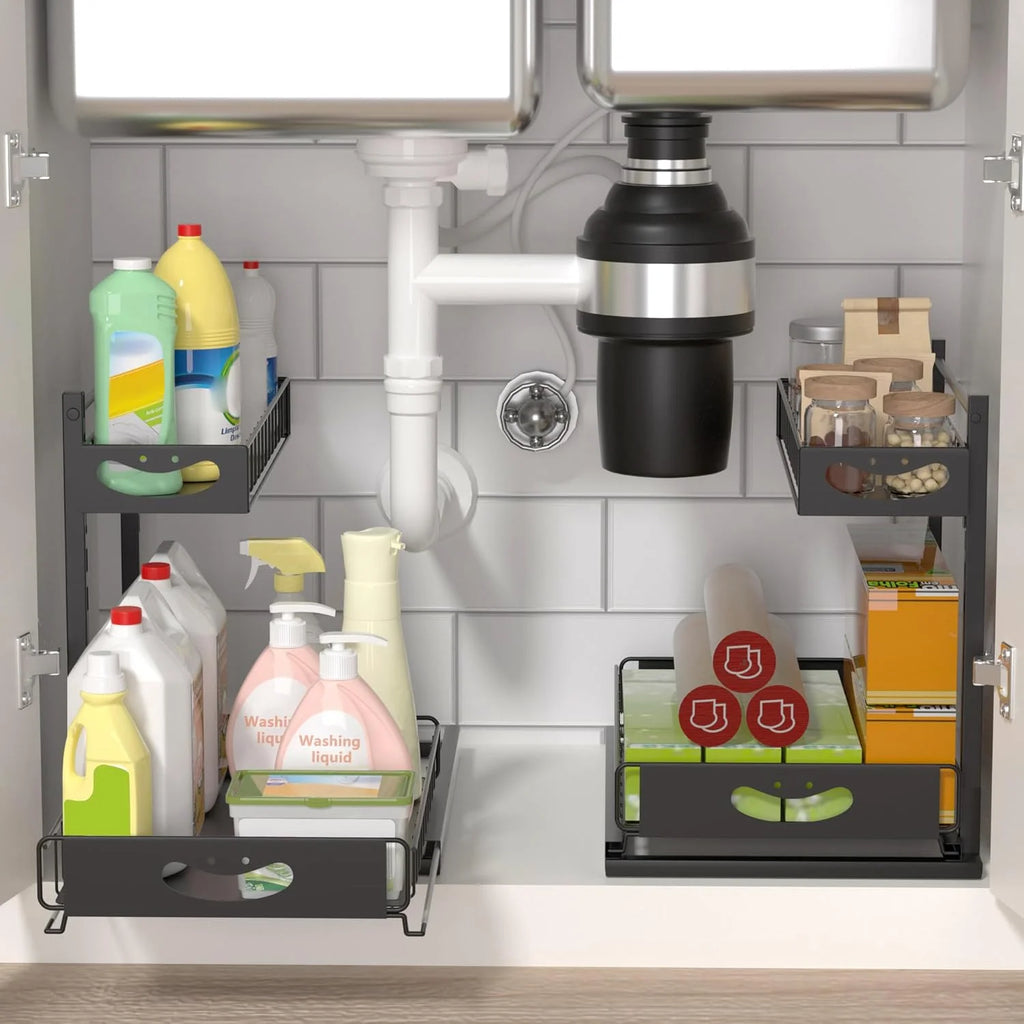 2 Pack Under Sink Organizer with Pull-Out Drawers White L1456
