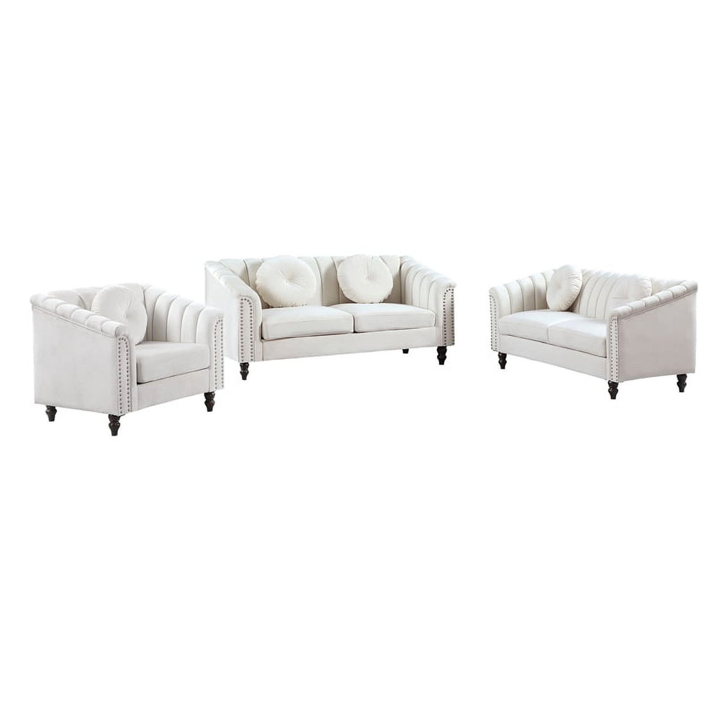 3 Piece Velvet Sofa Loveseat and Chair S15423
