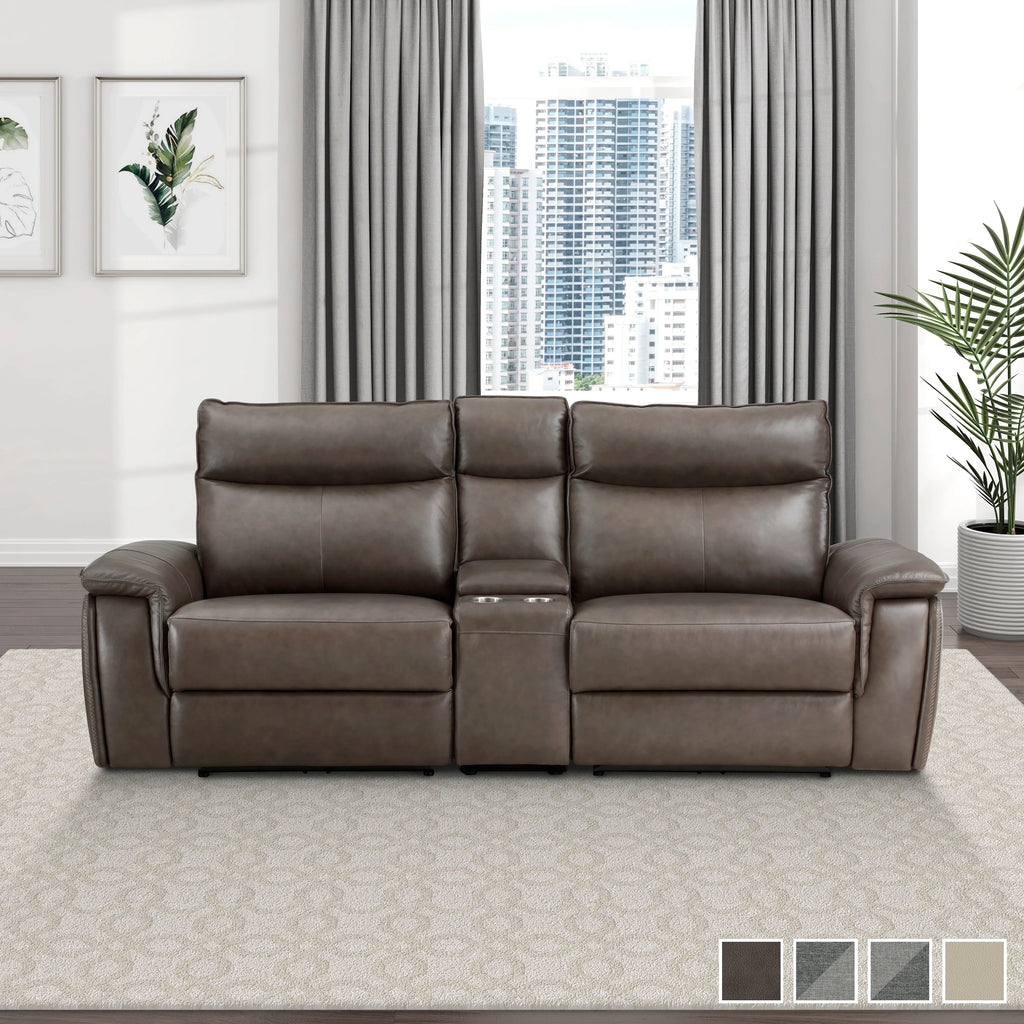 Light Grey Polyester Double Reclining Loveseat with Console S2526