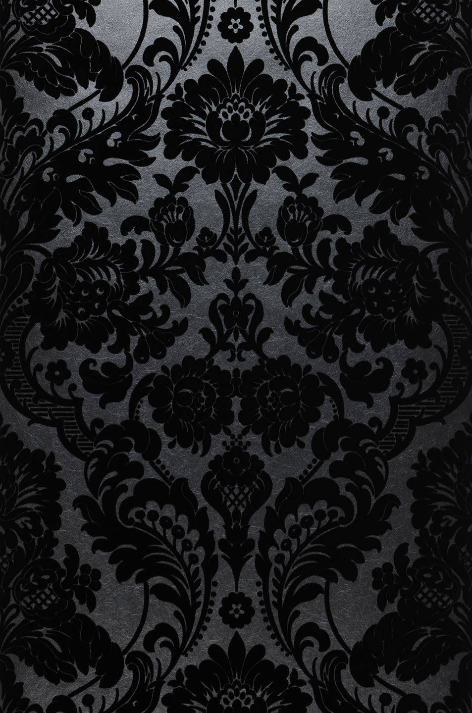 Gothic Damask Noir Wallpaper H40481