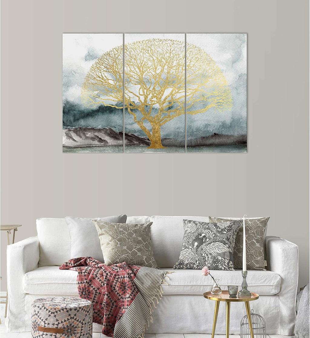 Blue Gold Abstract Canvas Wall Art O209
