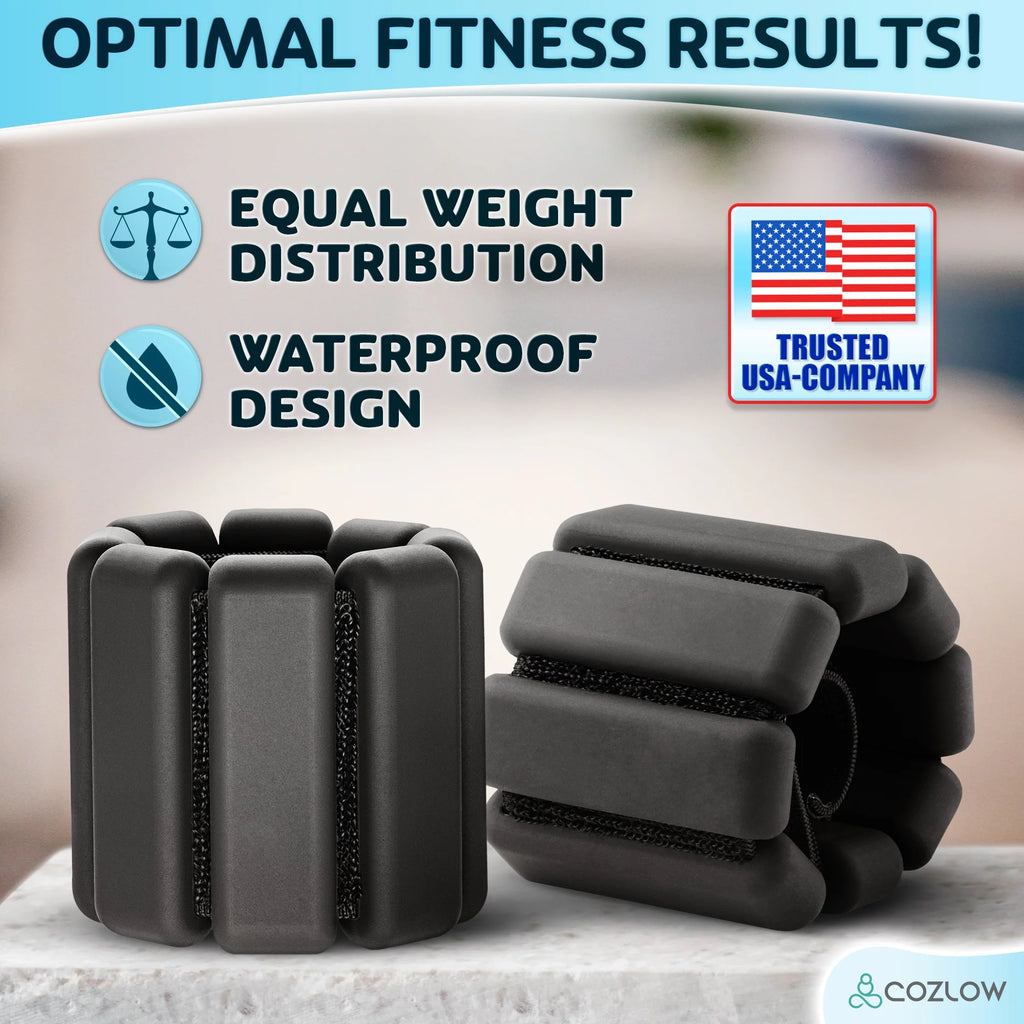 Adjustable Ankle & Wrist Weights, 1 Pair, 1 lb each, Black Q86508