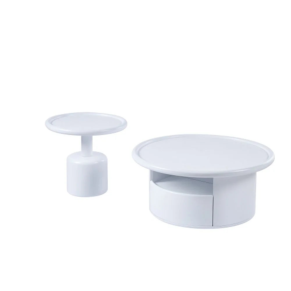 White MDF Round Coffee Table Set Z3772