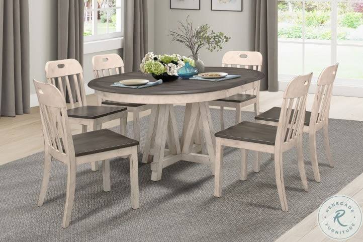 Antique White and Gray Side Chair Set of 2 M2108