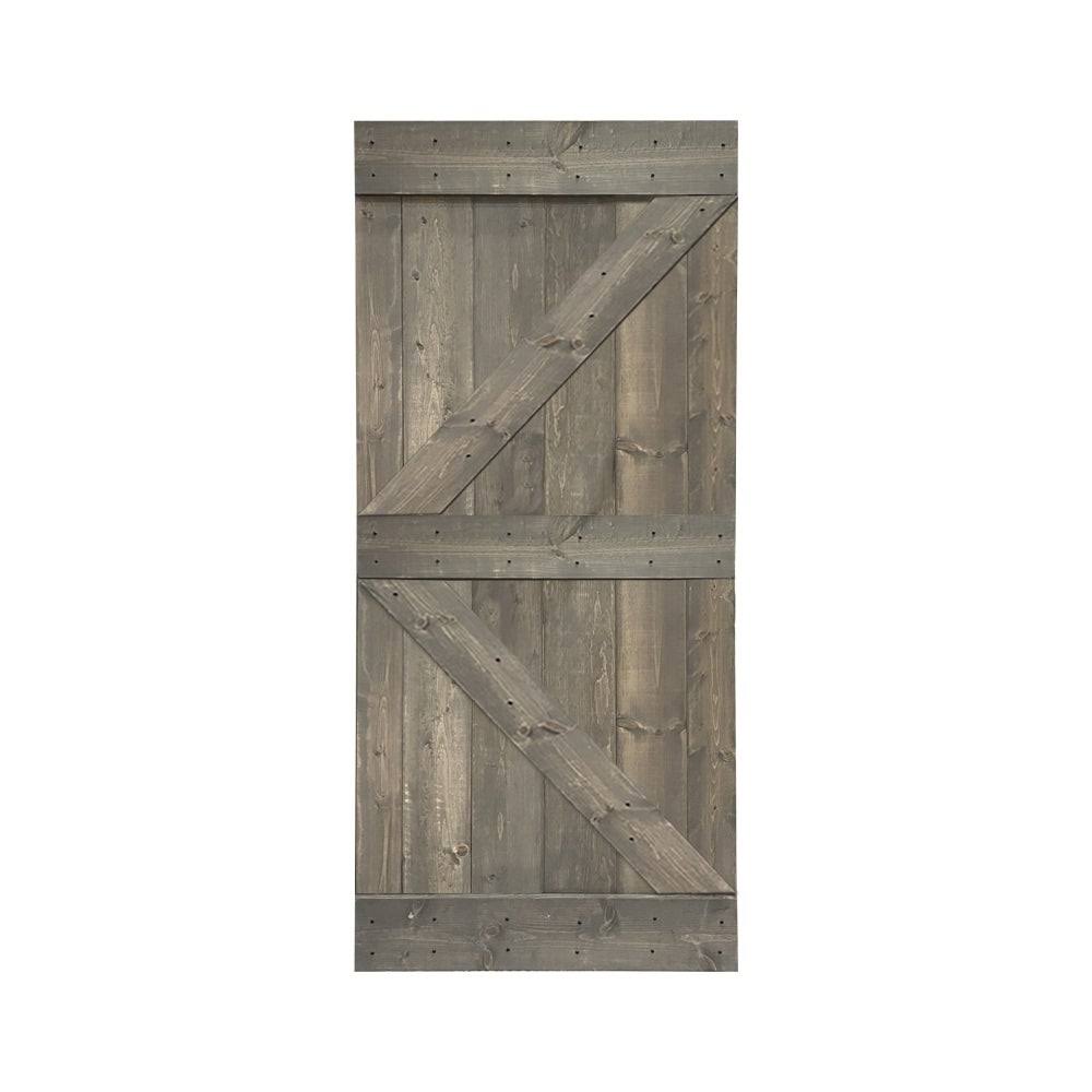 Red Walnut Stained Solid Pine Wood Interior Sliding Barn Door Slab Z311860