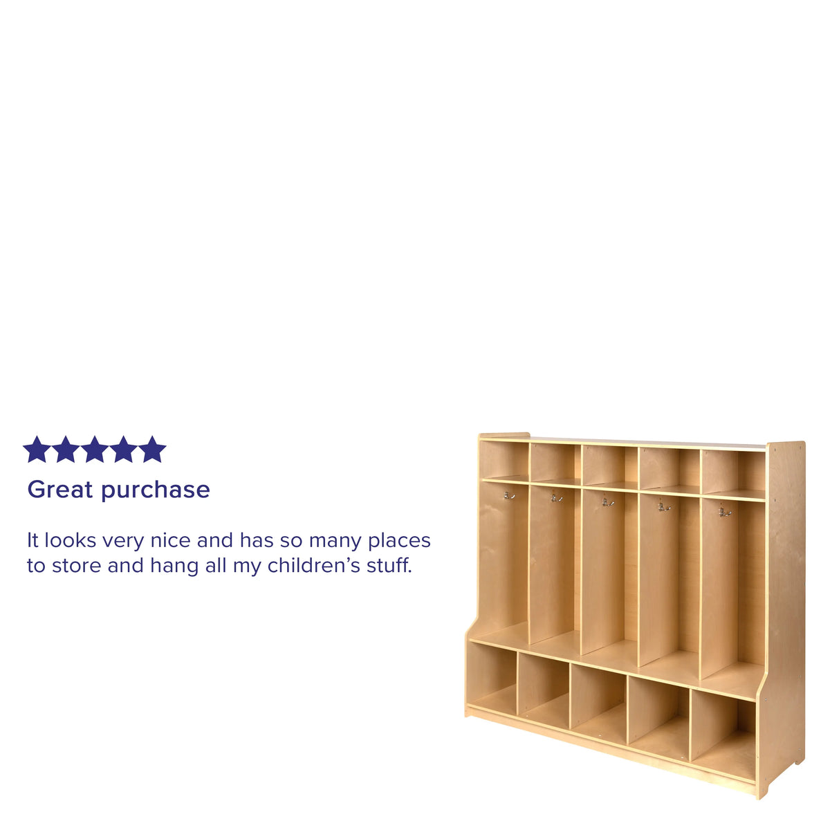 Wooden 5 Section Coat Locker with Bench and Cubbies F353121