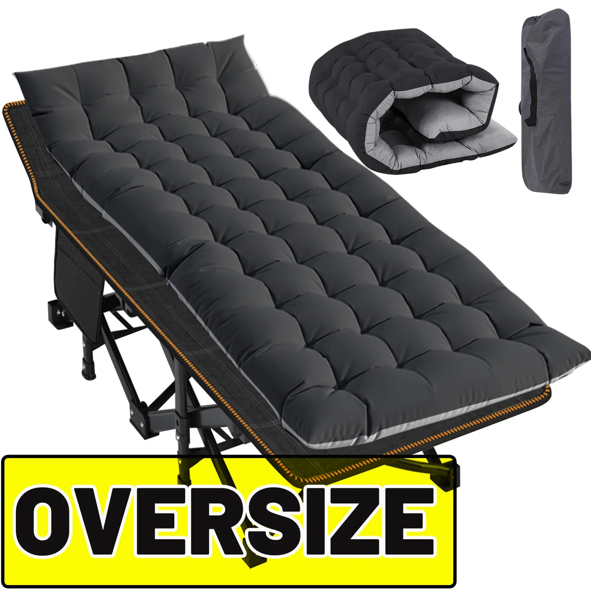 Oversized Folding Camping Cot with Mattress and Carry Bag F750