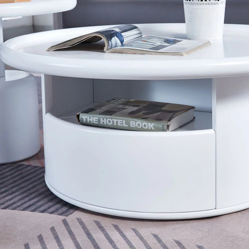 White MDF Round Coffee Table Set Z3772