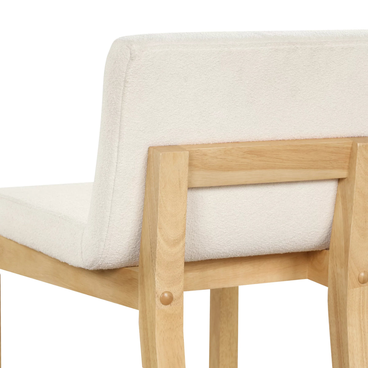 Counter Height Bar Stool with Back Upholstered Boucle Linen White Light Brown Q526