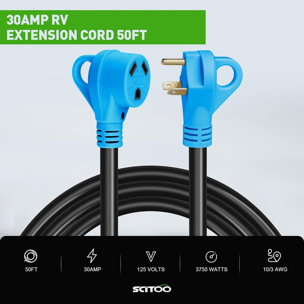 50FT 30AMP RV Extension Cord 10AWG/3C R8332
