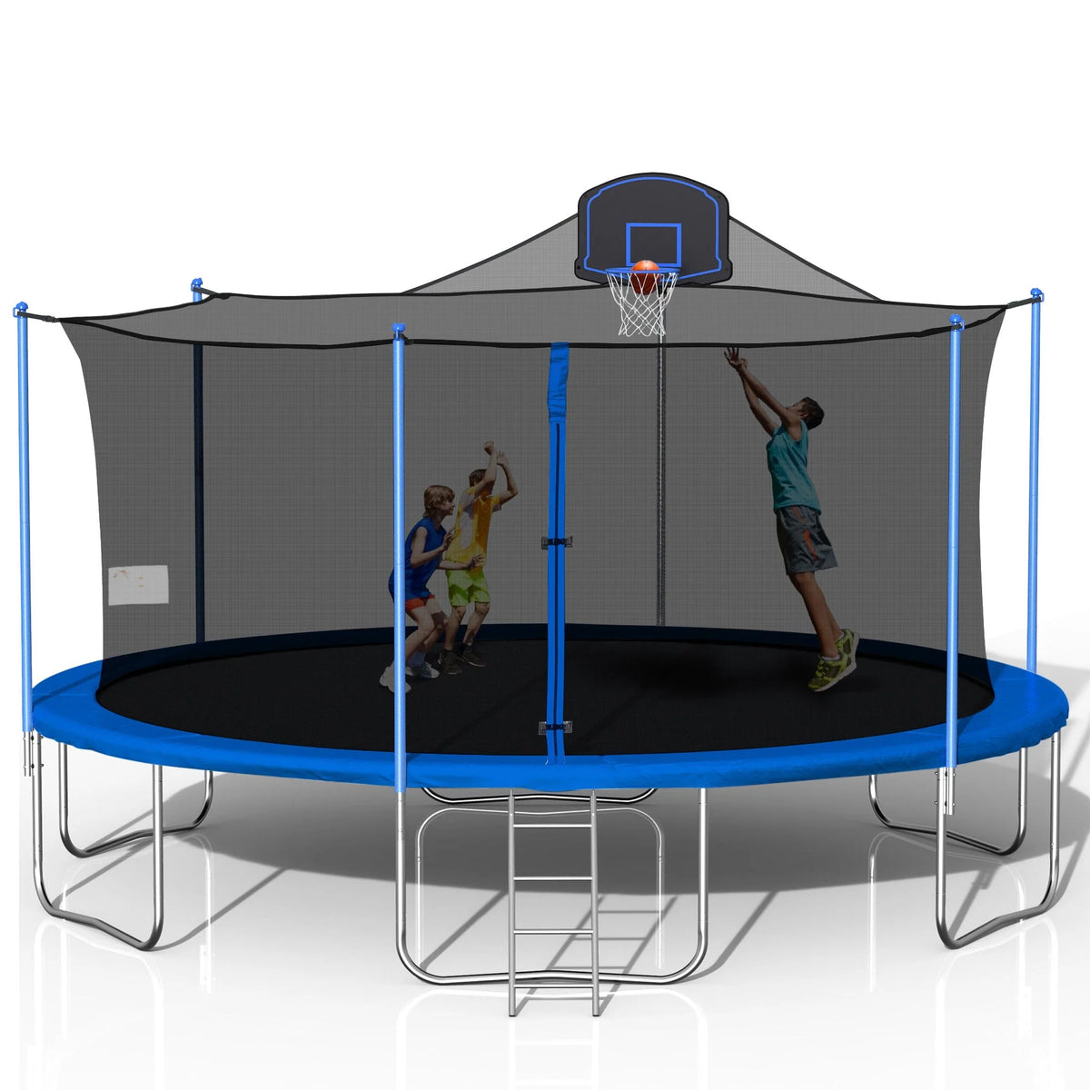 16FT Trampoline with Basketball Hoop and Ladder Q10439