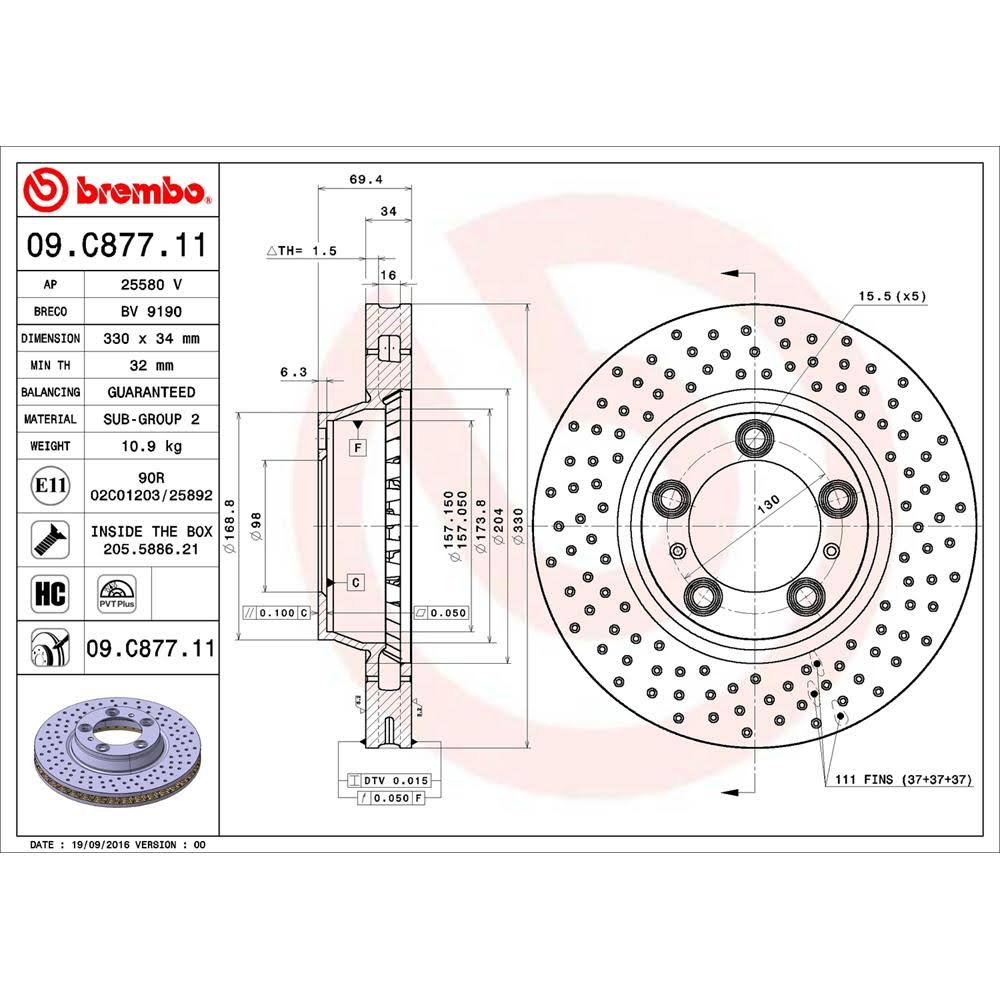 UV-Coated Disc Brake Rotor Set Pair O80538