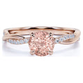 Peach Pink 1 Carat Round Cut Created Morganite and Moissanite Engagement Ring in 18k Gold Over Sterling Silver E86452