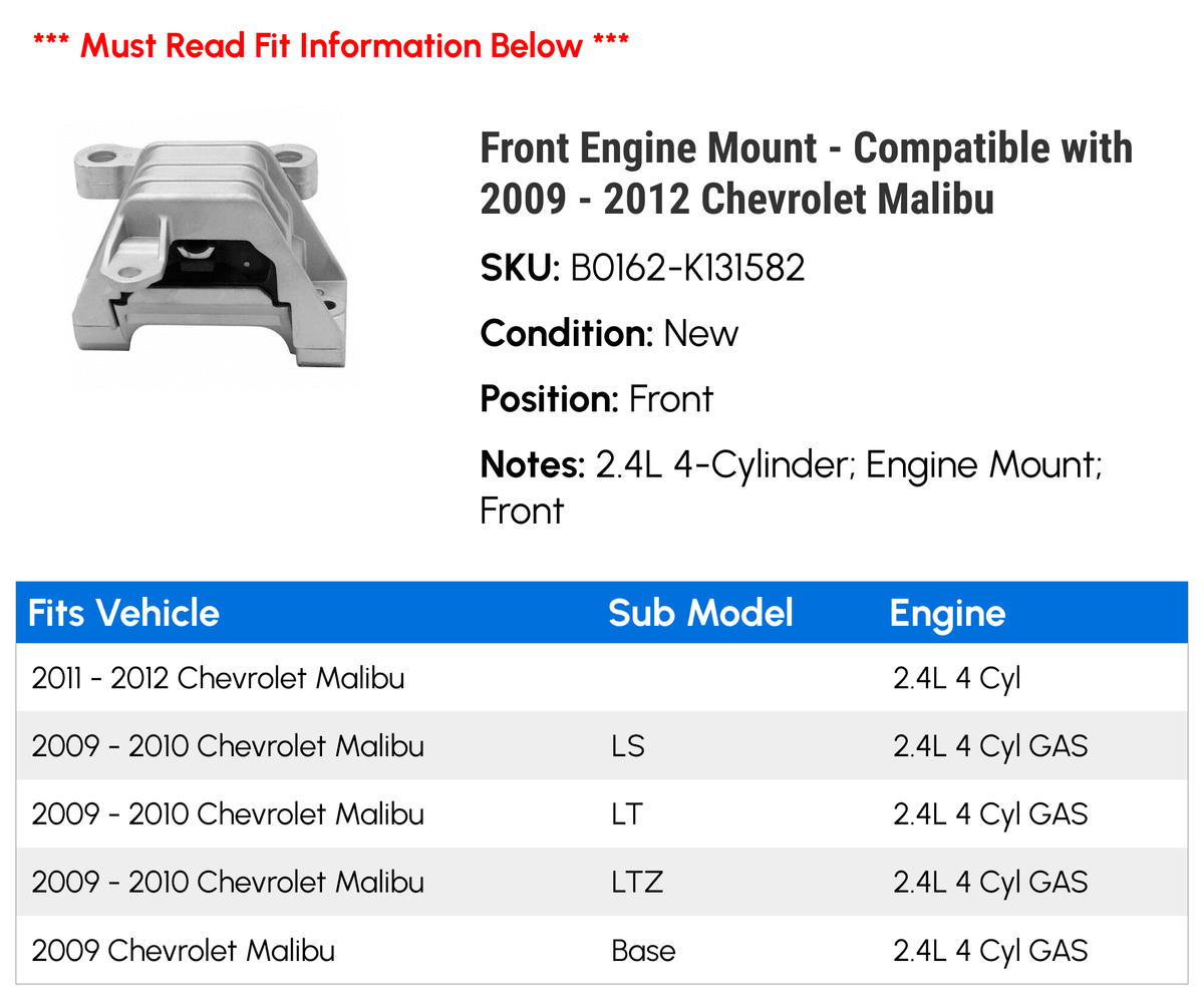 Front Engine Mount for Chevy Malibu I668