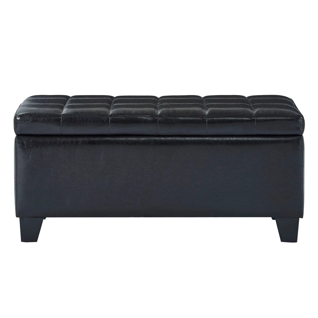 Black Rectangular Storage Ottoman Y458