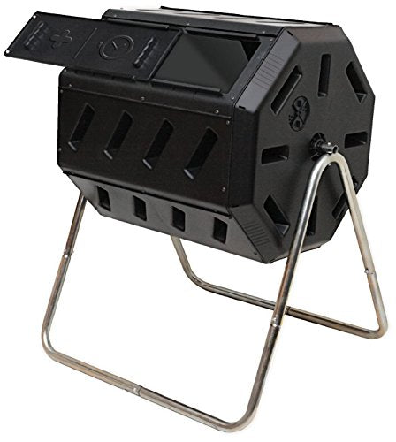 Black 37 Gallon Dual Chamber Tumbling Composter R9015