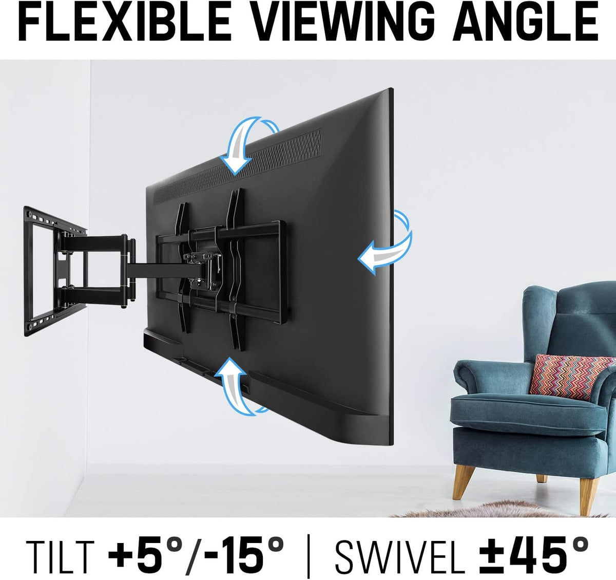 TV Wall Mount Full Motion for 42-84" TVs up to 132LBS, Max VESA 800x400mm M620
