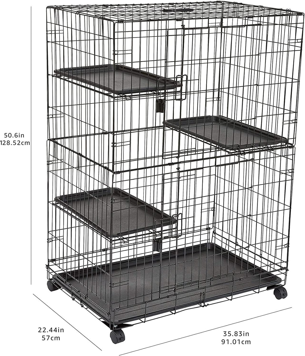 Large 3-Tier Cat Playpen Cage Crate Kennel, Black Z303