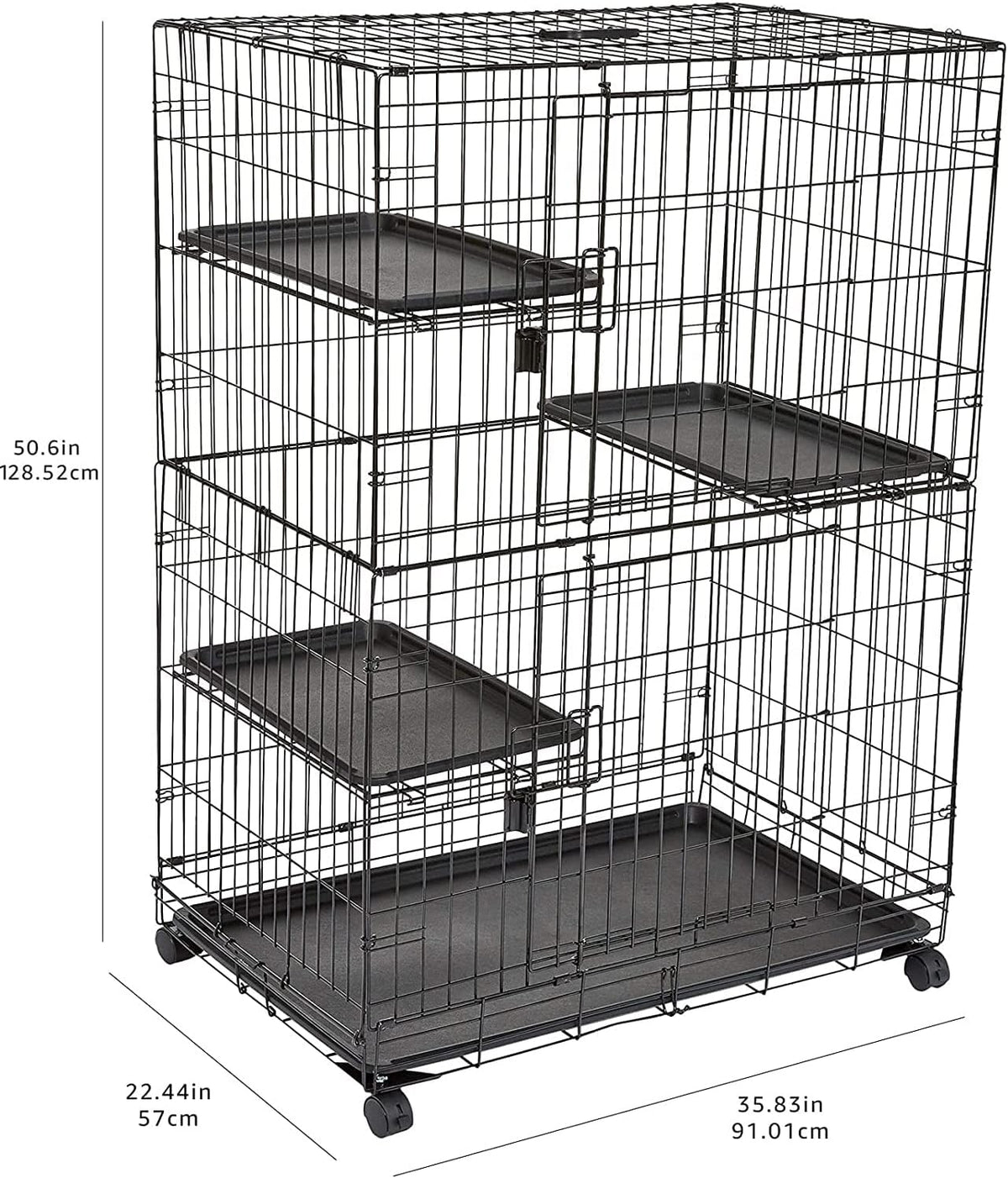 Large 3-Tier Cat Playpen Cage Crate Kennel, Black Z303