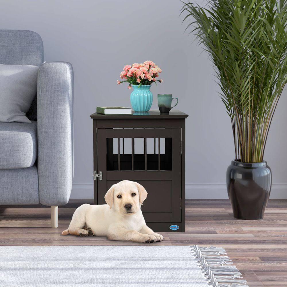 Brown Wooden Pet Crate End Table W80242