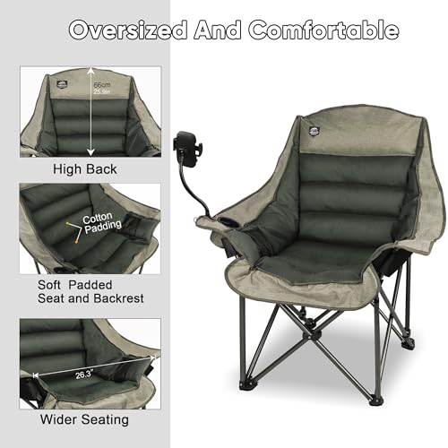 Oversized XL Folding Camping Chair with Cup Holder and Carry Bag T254338