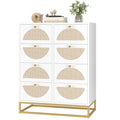 White 8 Drawer Rattan Wood Dresser K81655
