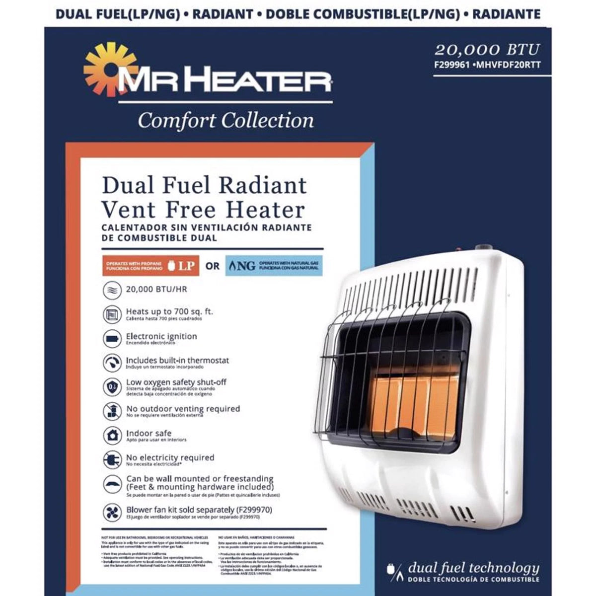 20000 Btu/h Radiant Natural Gas/Liquid Propane Heater V20312