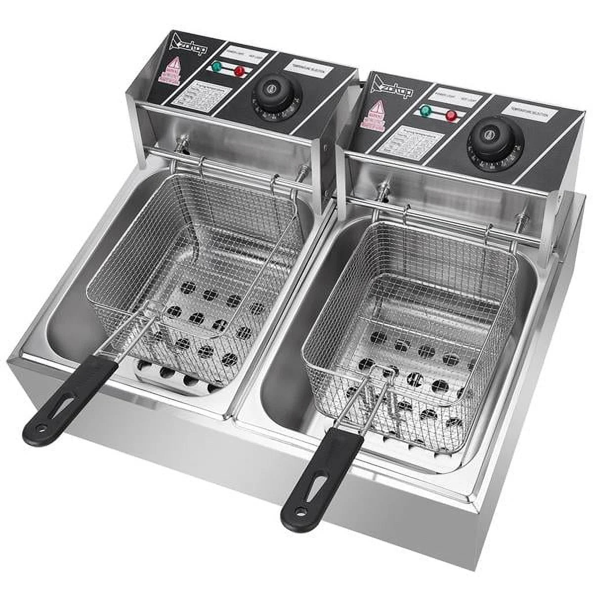 Stainless steel double-cylinder electric countertop deep fryer 12.7QT 12L 5000W X8291